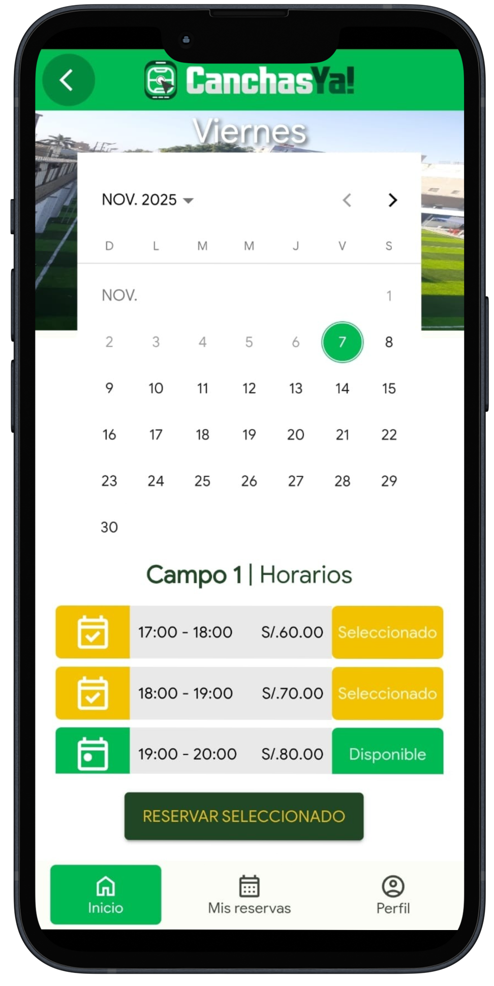 Reservas App Mockup